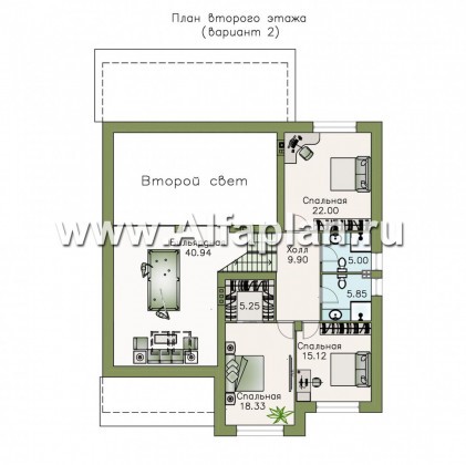 Проекты домов Альфаплан - «Мажестик» - современный  коттедж в полтора этажа с гаражом - превью плана проекта №3