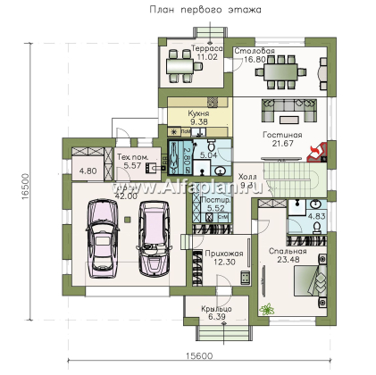 «Выбор русалки» - проект современного двухэтажного дома, мастер спальня, с сауной и гаражом на 2 авто - превью план дома