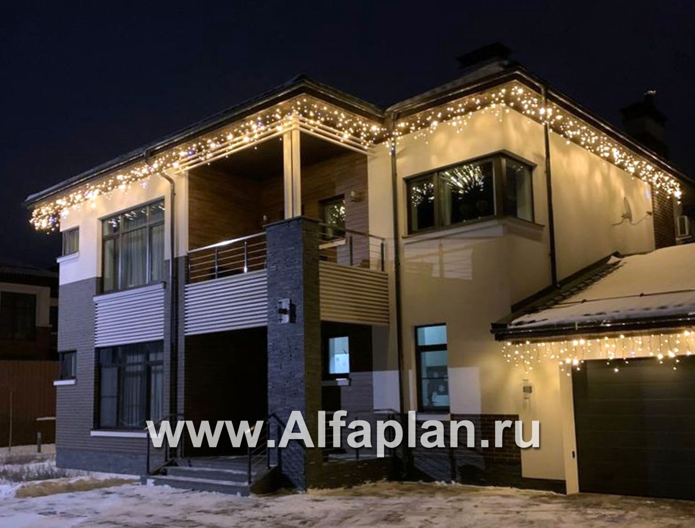 Проекты домов Альфаплан - «Прайд» - современный коттедж с остекленной верандой и гаражом - дополнительное изображение №6