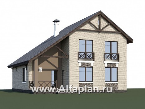 Проекты домов Альфаплан - «Простор» - компактный кирпичный дом с просторной гостиной - превью дополнительного изображения №1