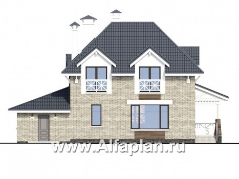 Проекты домов Альфаплан - «Медея» - компактный дом с верандой на главном фасаде - превью фасада №4