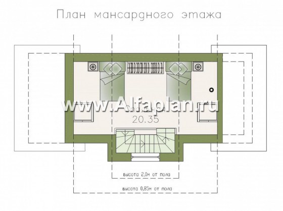 Проекты домов Альфаплан - Дом для отдыха (баня) с жилой мансардой - превью плана проекта №2