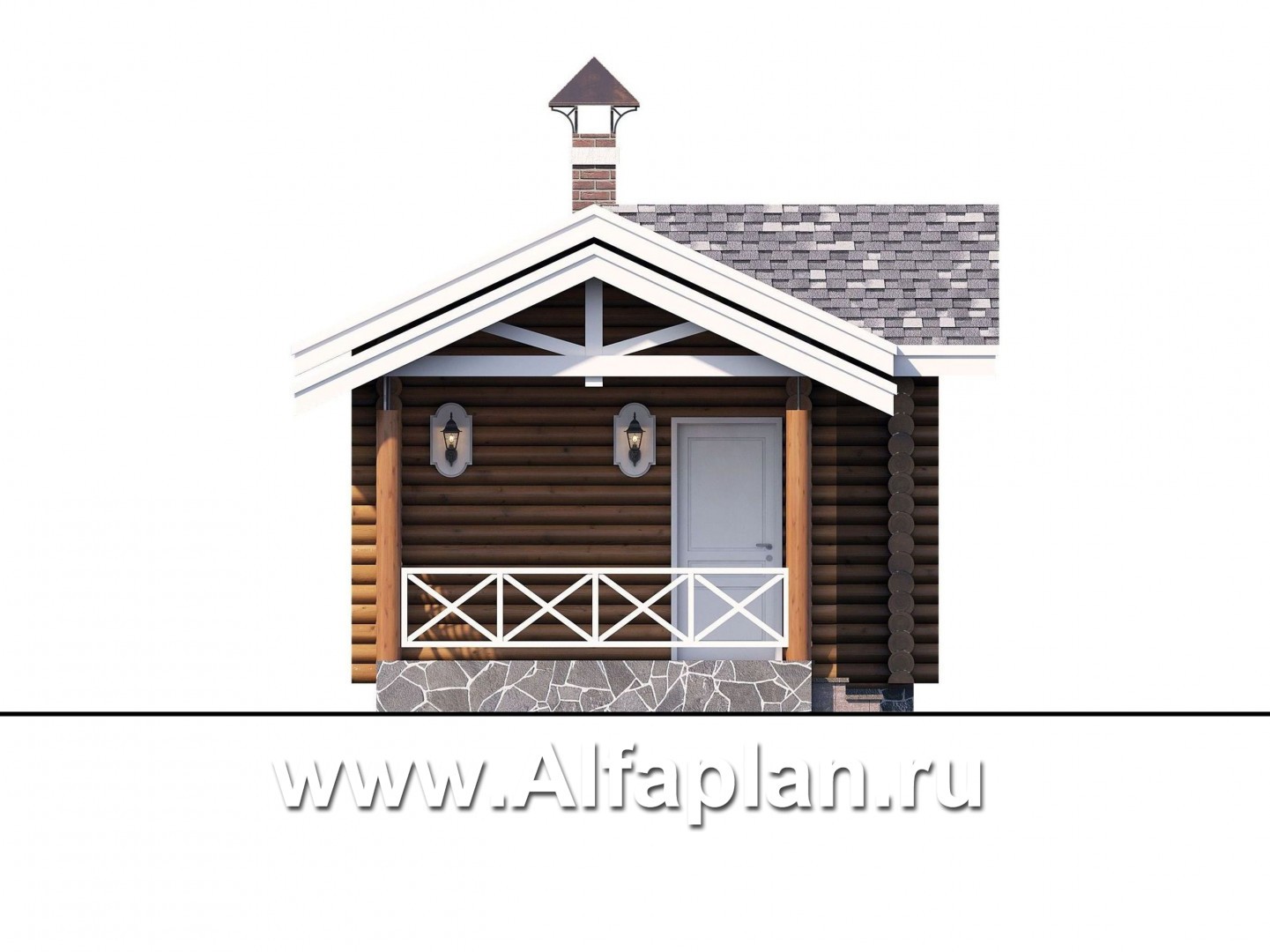 Проекты домов Альфаплан - Узкая деревянная баня с гостевой спальной - изображение фасада №3