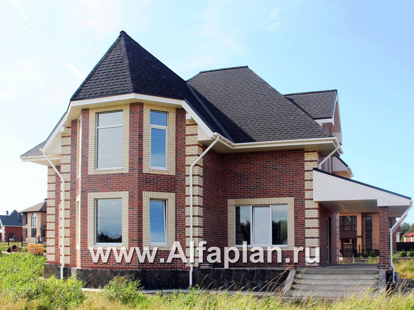 Проекты домов Альфаплан - «Клио» - коттедж из газобетона с угловой террасой - дополнительное изображение №8