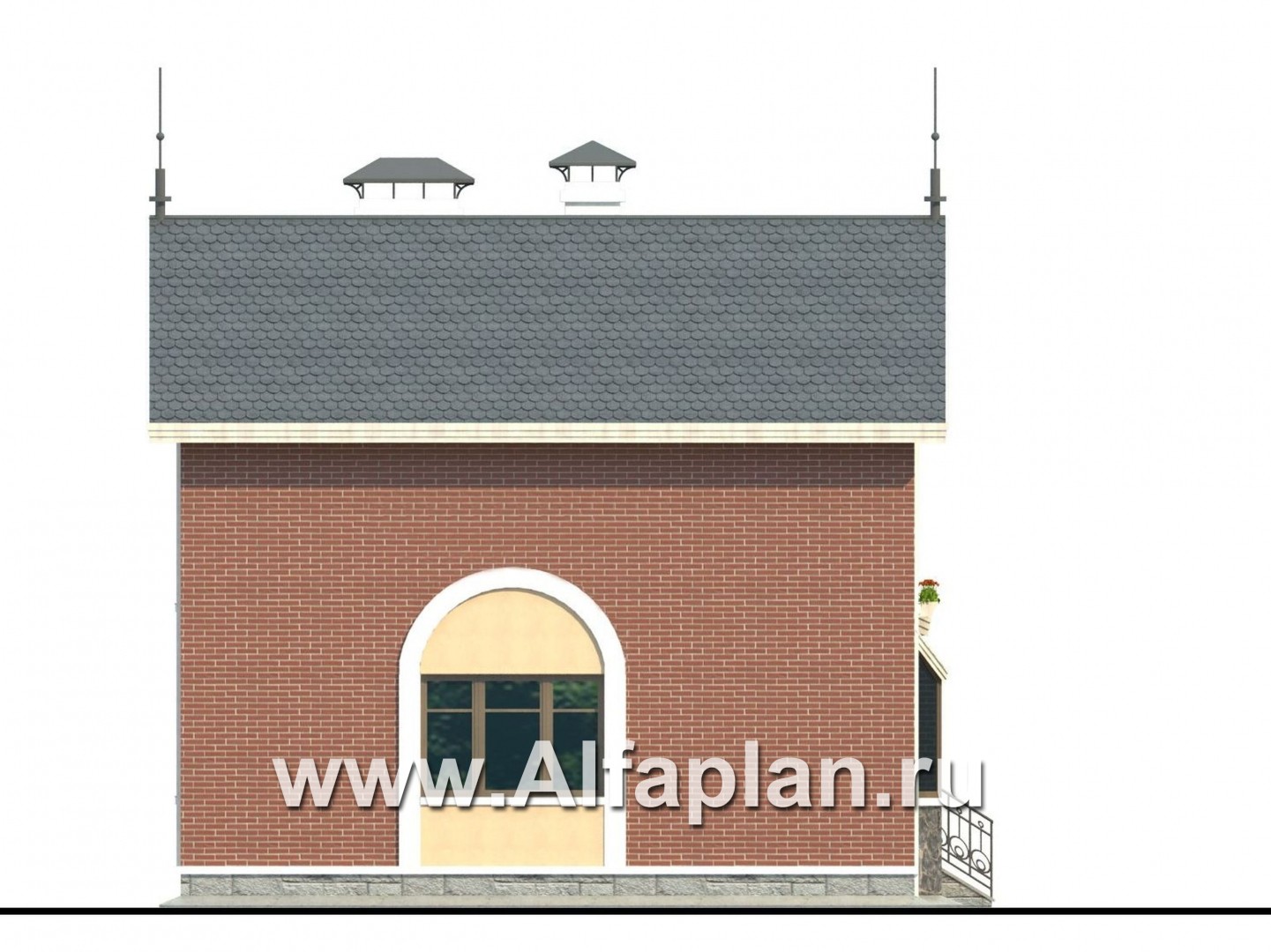 Проекты домов Альфаплан - «Фантазия» - проект двухэтажного дома дома , с эркером и с террасой - изображение фасада №3