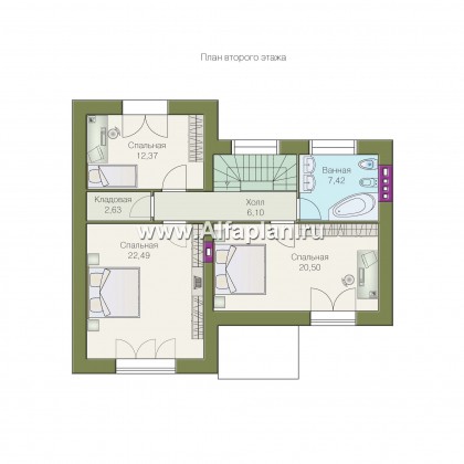 Проекты домов Альфаплан - «Фантазия» - проект двухэтажного дома дома , с эркером и с террасой - превью плана проекта №2