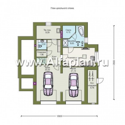 Проекты домов Альфаплан - «Юсупов» - особняк с просторной гостиной - превью плана проекта №1