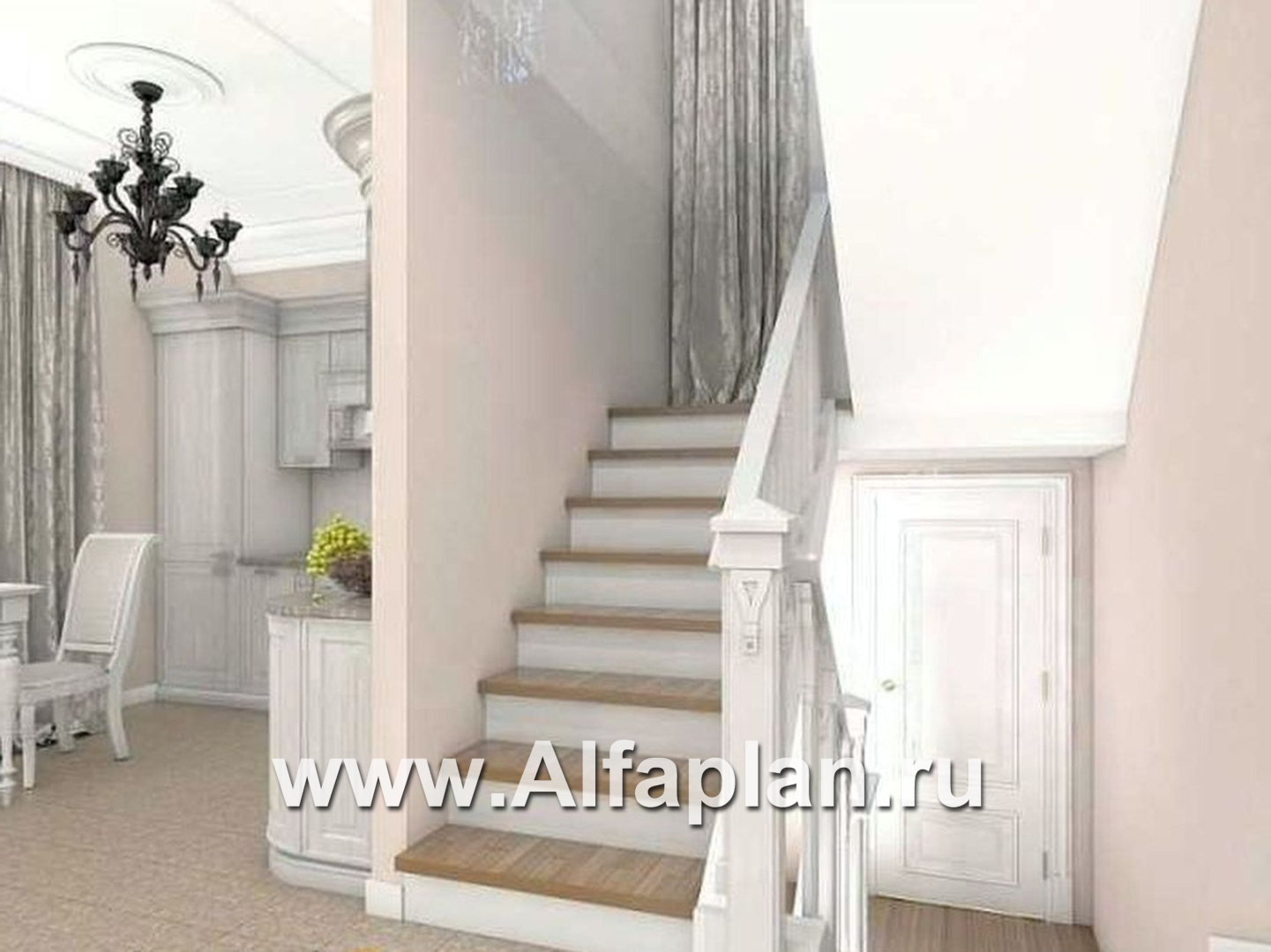 Проекты домов Альфаплан - «Ретростилиса Плюс» - удобный дом с цокольным этажом - дополнительное изображение №5