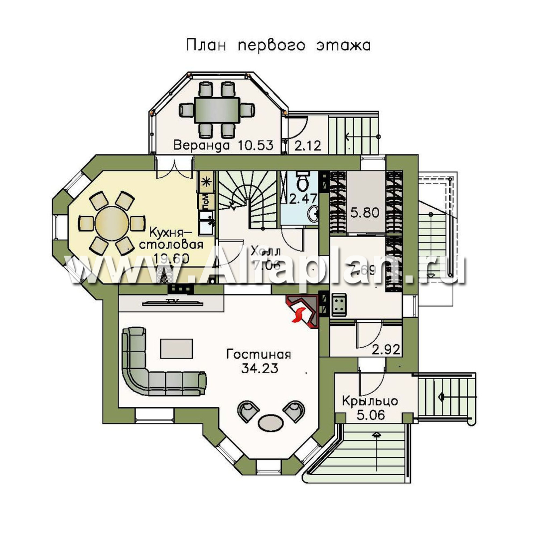 Проекты домов Альфаплан - «Успех Плюс» — удобный коттедж с цокольным этажом - план проекта №2