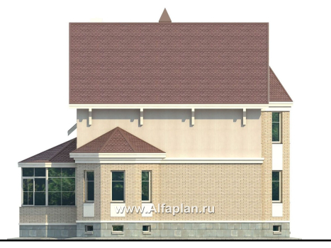 Проекты домов Альфаплан - «Успех Плюс» — удобный коттедж с цокольным этажом - превью фасада №3