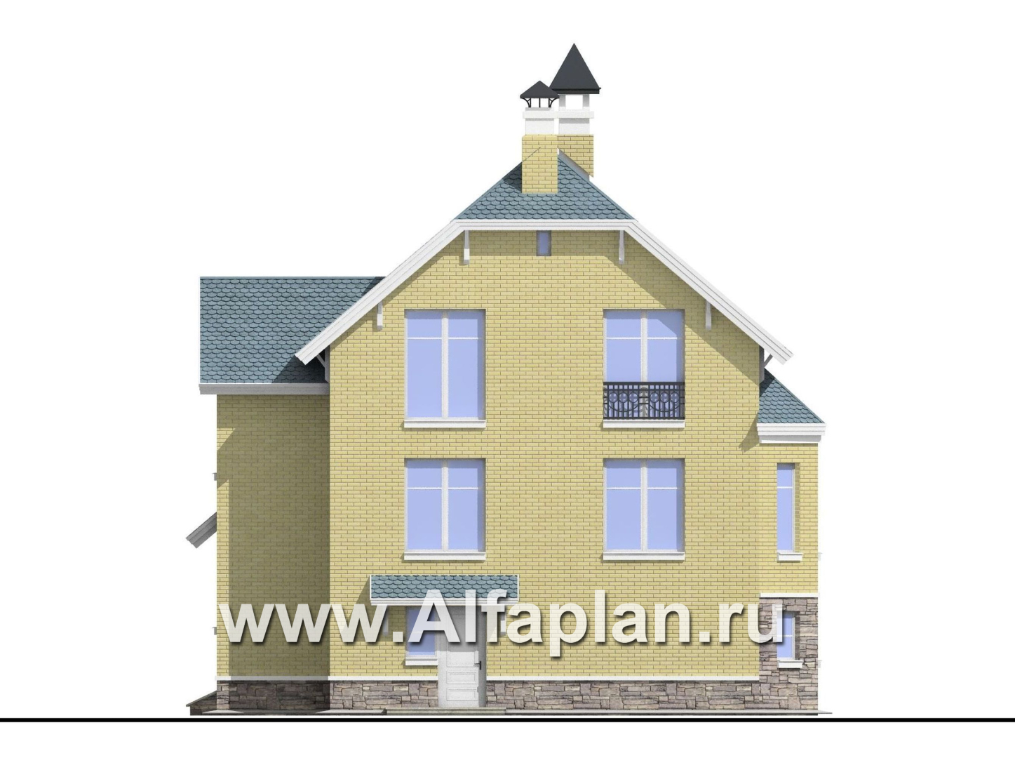 Проекты домов Альфаплан - «Корвет» - проект дома с гаражом и спортзалом - изображение фасада №4