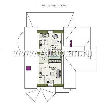 Проекты домов Альфаплан - «Пенаты» - дом с богатой живописной архитектурой - превью плана проекта №3