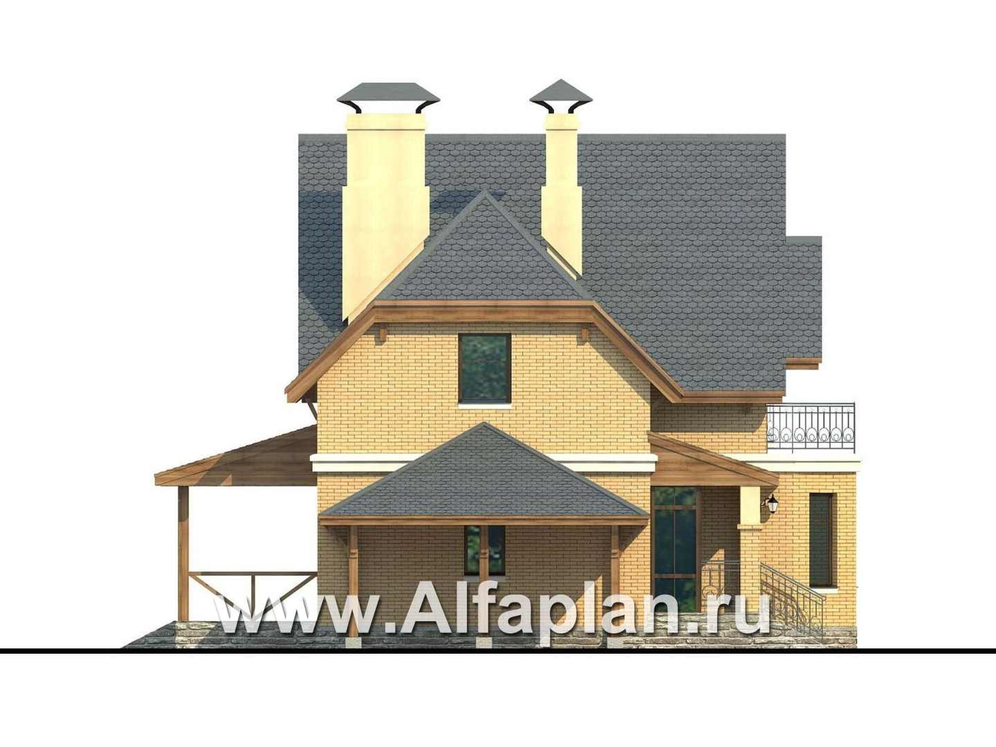 Проекты домов Альфаплан - Дом из газобетона «Шевалье» - изображение фасада №3
