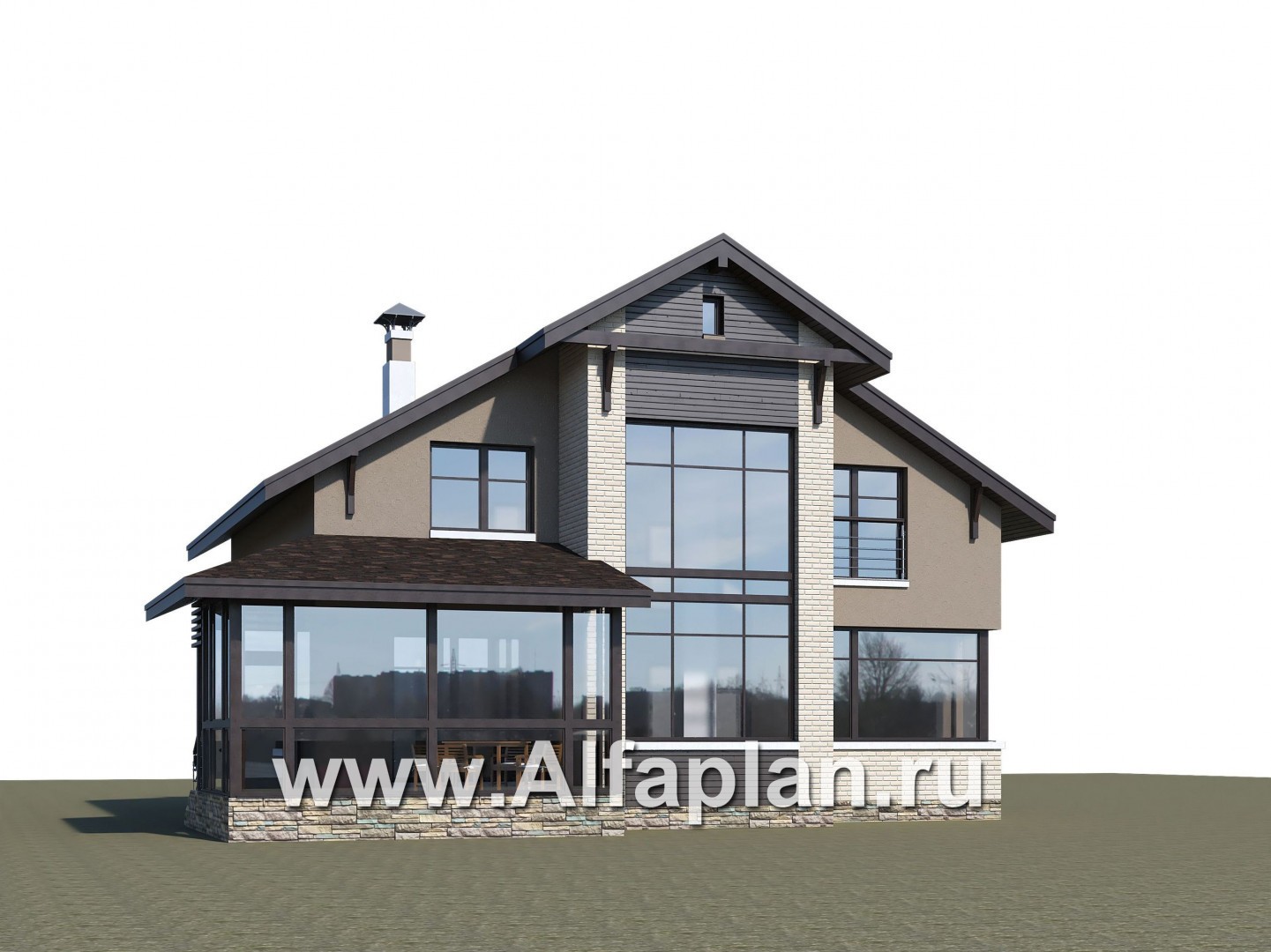 Проекты домов Альфаплан - «Регата» - проект дома с двускатной крышей - дополнительное изображение №1