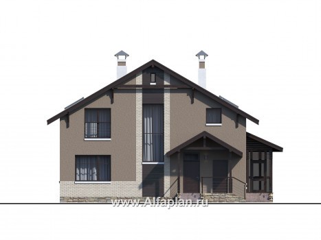 Проекты домов Альфаплан - «Регата» - проект дома с двускатной крышей - превью фасада №3