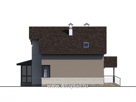 Проекты домов Альфаплан - «Регата» - проект дома с двускатной крышей - превью фасада №4