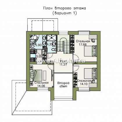 Проекты домов Альфаплан - «Регата» - проект дома с двускатной крышей - превью плана проекта №2