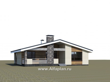 Проекты домов Альфаплан - «Веда» - проект одноэтажного дома с двускатной кровлей (три спальни) - превью дополнительного изображения №3
