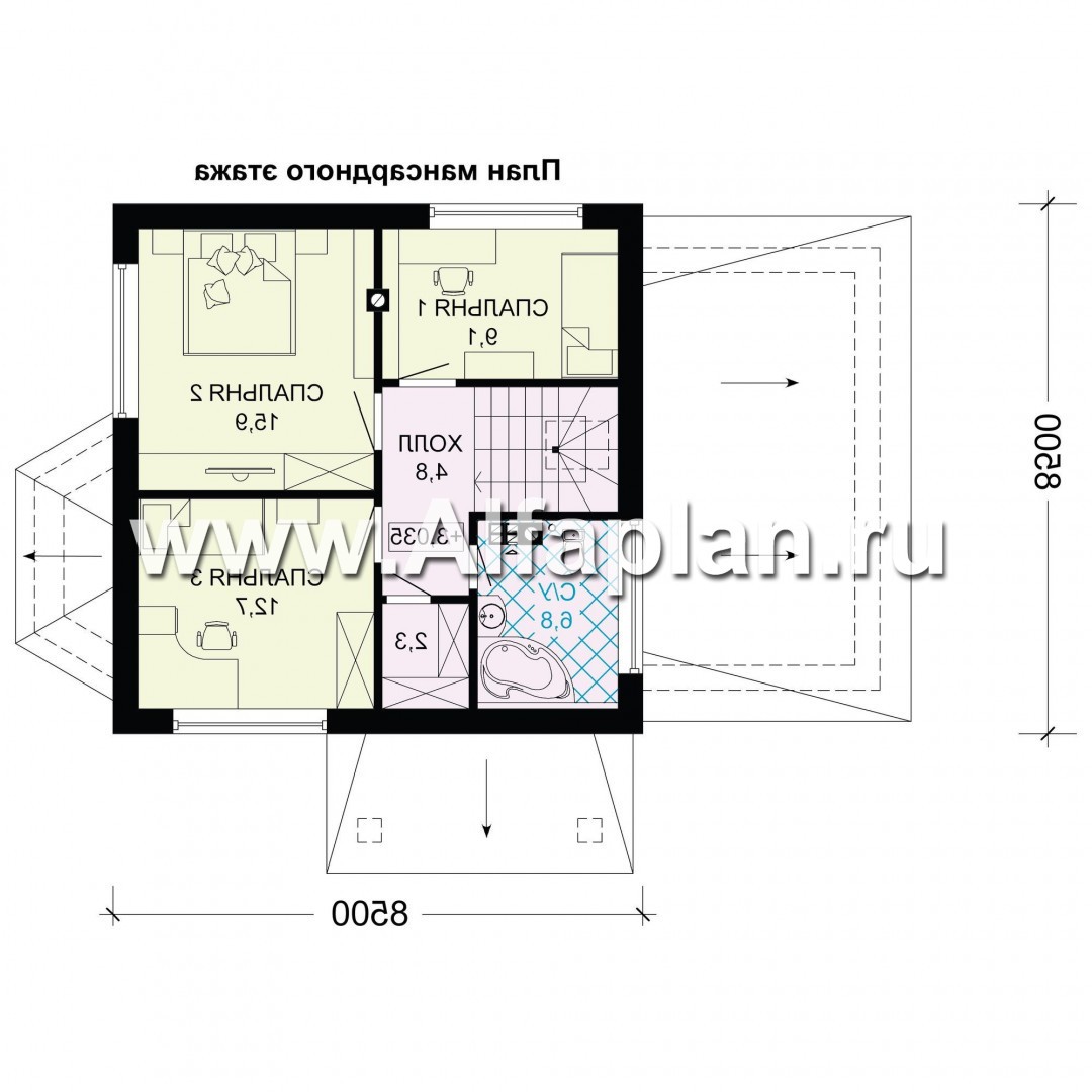 Проекты домов Альфаплан - Проект экономичного дома с гаражом - план проекта №2