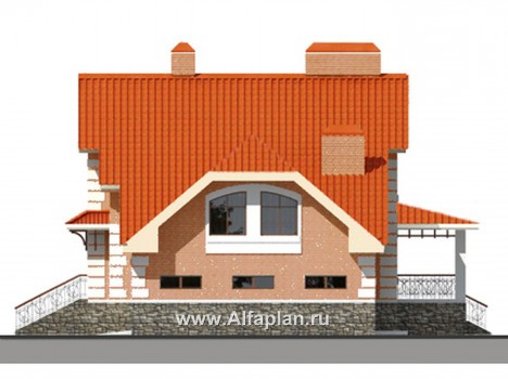 Проекты домов Альфаплан - Проект коттеджа с большим гаражом и террасой - превью фасада №2