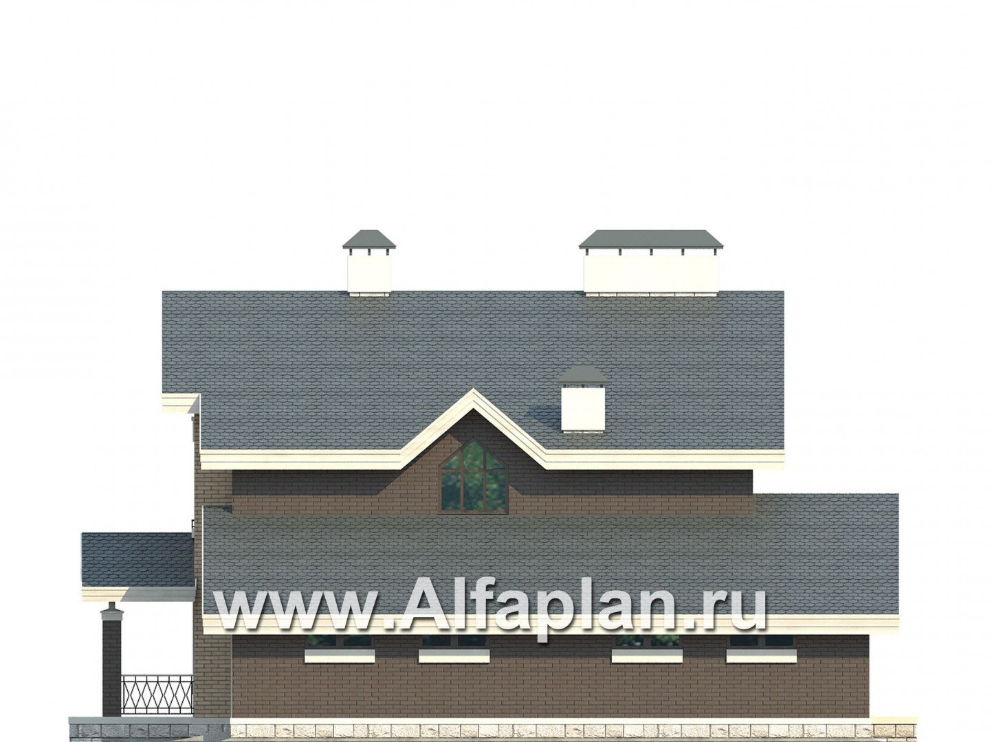 Проекты домов Альфаплан - Проект современного дома с гаражом на две машины - изображение фасада №4