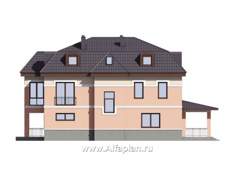 Проекты домов Альфаплан - Проект двухэтажного коттеджа с эксплуатируемой мансардой - превью фасада №4