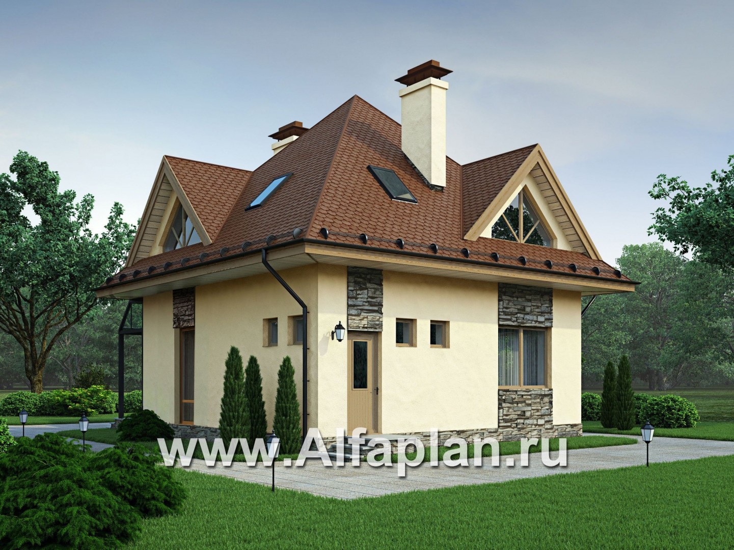 Проекты домов Альфаплан - Проект мансардного дома для маленького участка - дополнительное изображение №3