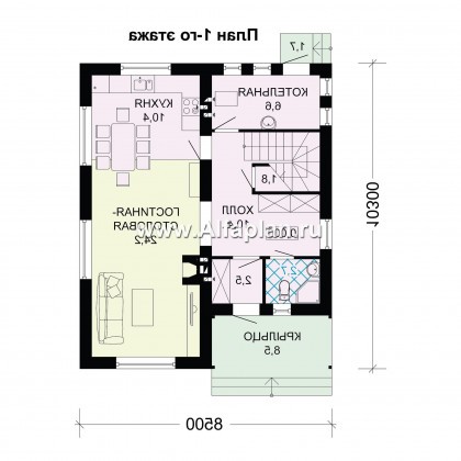 Проекты домов Альфаплан - Проект мансардного дома для маленького участка - превью плана проекта №1