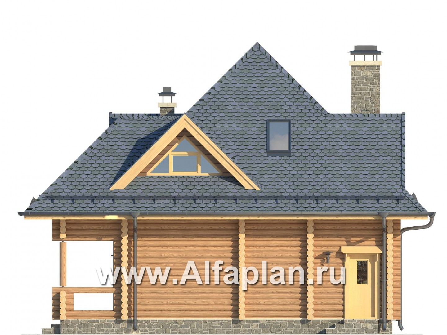 Проекты домов Альфаплан - Проект компактного деревянного дома - изображение фасада №3