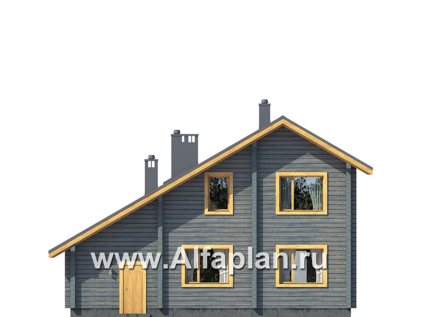 Проекты домов Альфаплан - Проект деревянного загородного дома с гаражом - изображение фасада №3