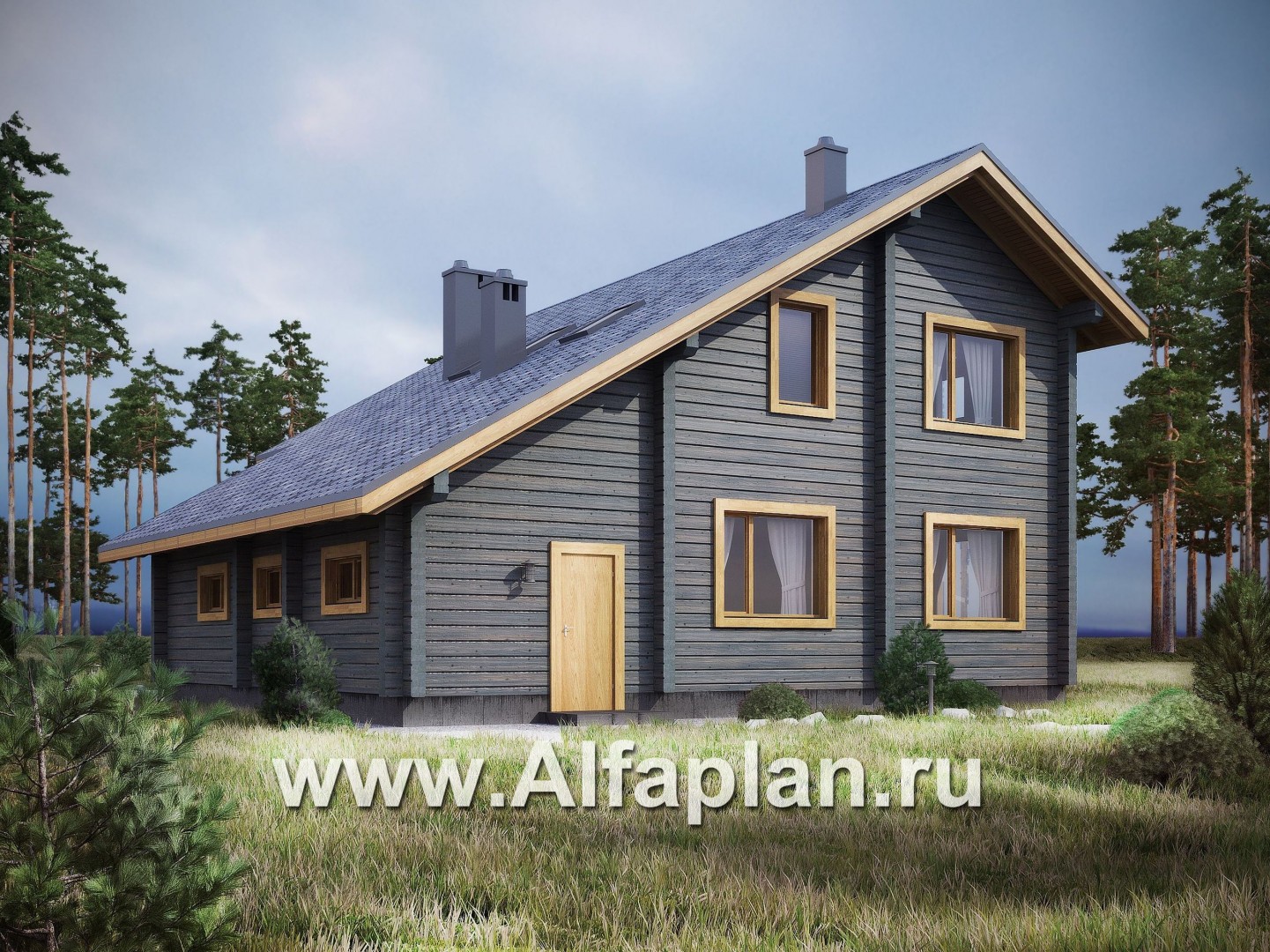 Проекты домов Альфаплан - Проект деревянного загородного дома с гаражом - дополнительное изображение №3