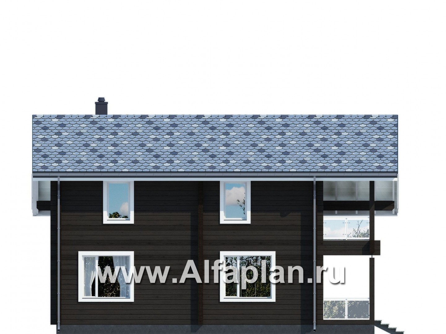 Проекты домов Альфаплан - Проект удобного дома-дача для загородного отдыха - изображение фасада №3