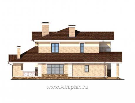Проект двухэтажного дома, планировка с гостевой на 1 эт и с террасой с барбекю - превью фасада дома