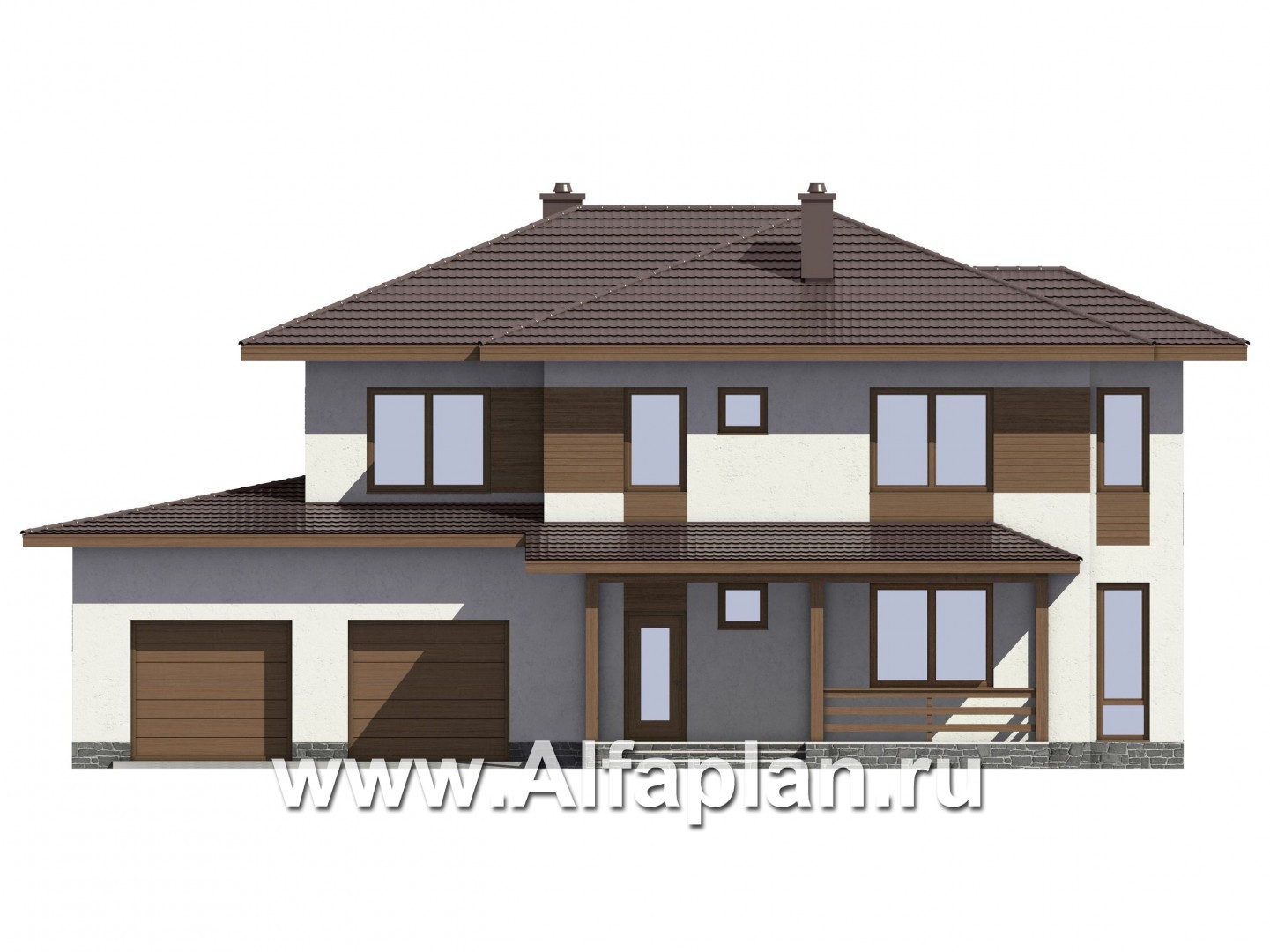 Проекты домов Альфаплан - Проект комфортного дома для большой семьи - изображение фасада №1