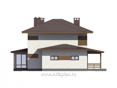 Проекты домов Альфаплан - Проект комфортного дома для большой семьи - превью фасада №4