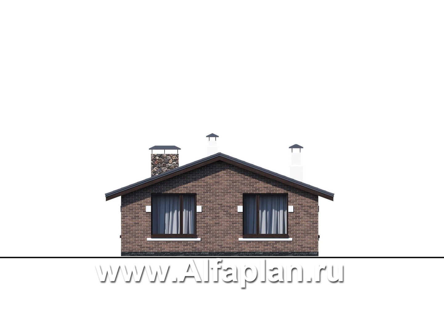Проекты домов Альфаплан - «Родия» - одноэтажный коттедж с двускатной кровлей - изображение фасада №3
