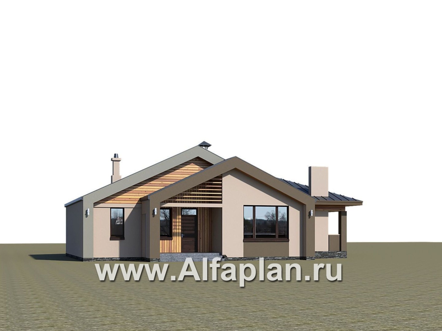 Проекты домов Альфаплан - «Аркада» - проект одноэтажного дома, современный стиль, барнхаус, с фальцевой кровлей - дополнительное изображение №1
