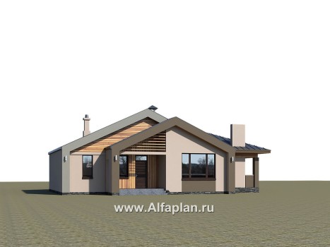 Проекты домов Альфаплан - «Аркада» - проект одноэтажного дома, современный стиль, барнхаус, с фальцевой кровлей - превью дополнительного изображения №1