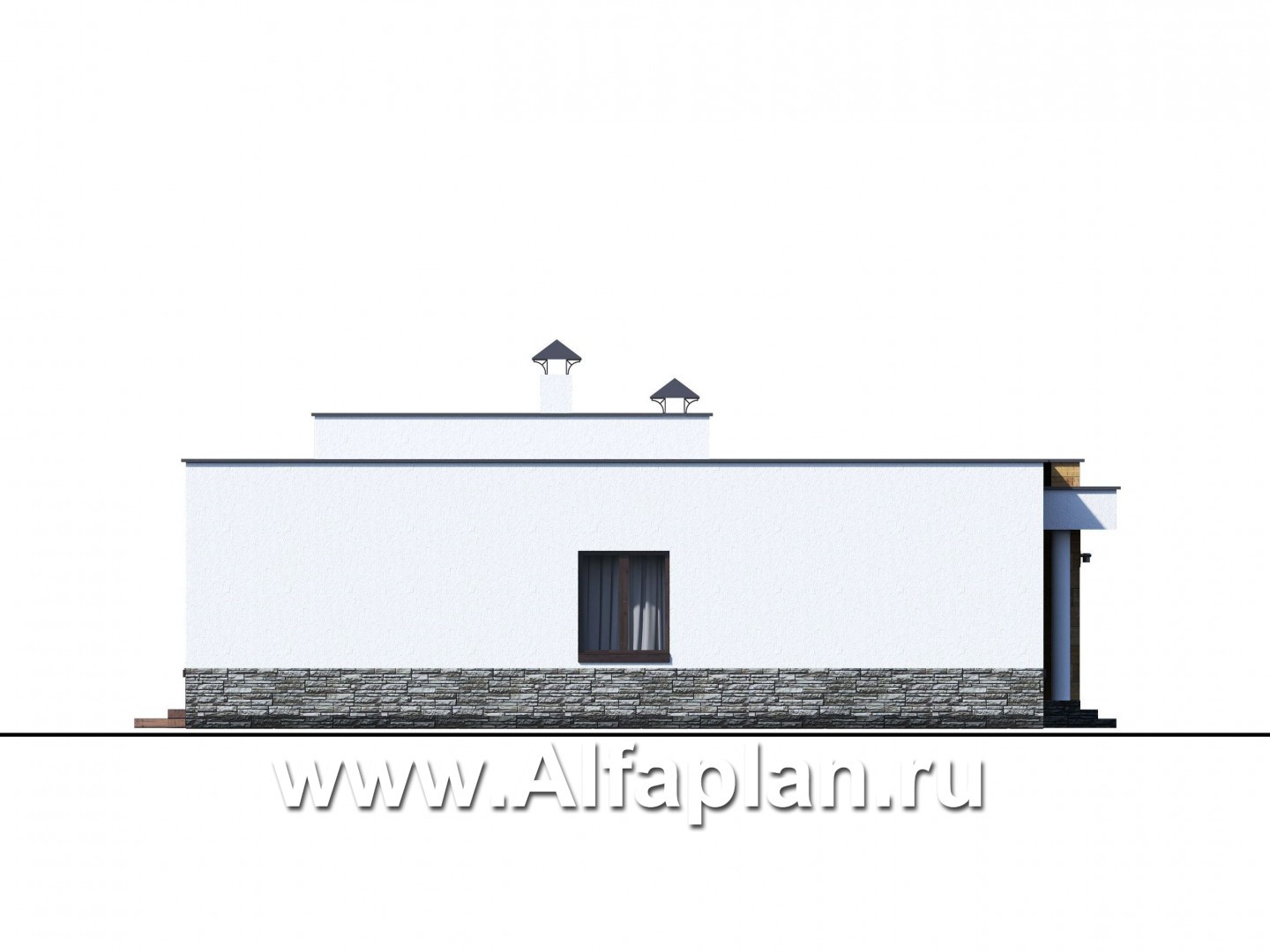Проекты домов Альфаплан - «Мадейра» - стильный одноэтажный дом с плоской кровлей - изображение фасада №4