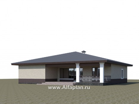 Проекты домов Альфаплан - «Ангара» - стильный одноэтажный коттедж с террасой - превью дополнительного изображения №2