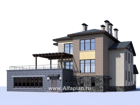 Проекты домов Альфаплан - "Амур" - трехэтажный особняк с гаражом и бассейном - превью дополнительного изображения №3