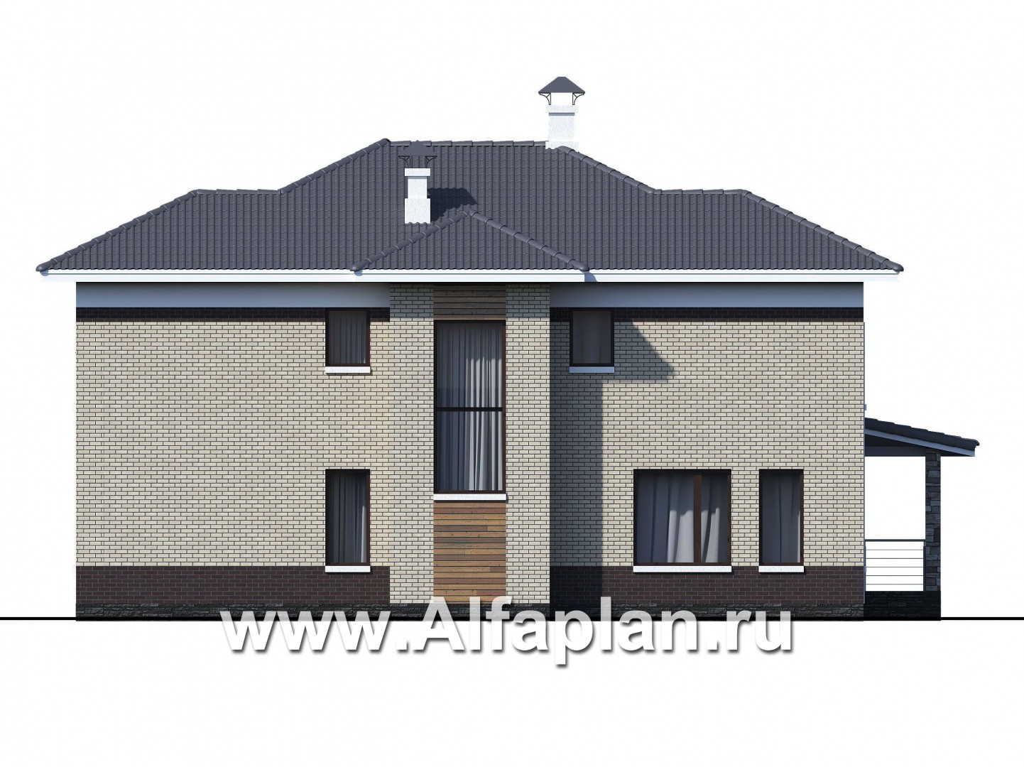 Проекты домов Альфаплан - «Фрида» - проект современного двухэтажного дома с удобной планировкой - изображение фасада №3