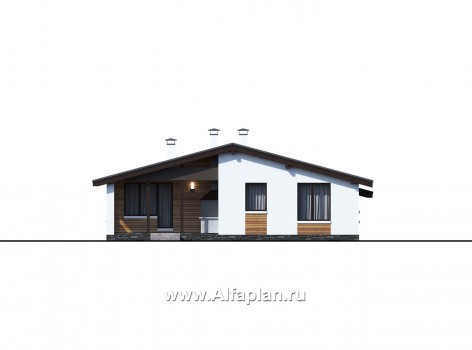 Проекты домов Альфаплан - «Калисто» - одноэтажный коттедж с гаражом на два автомобиля - превью фасада №3