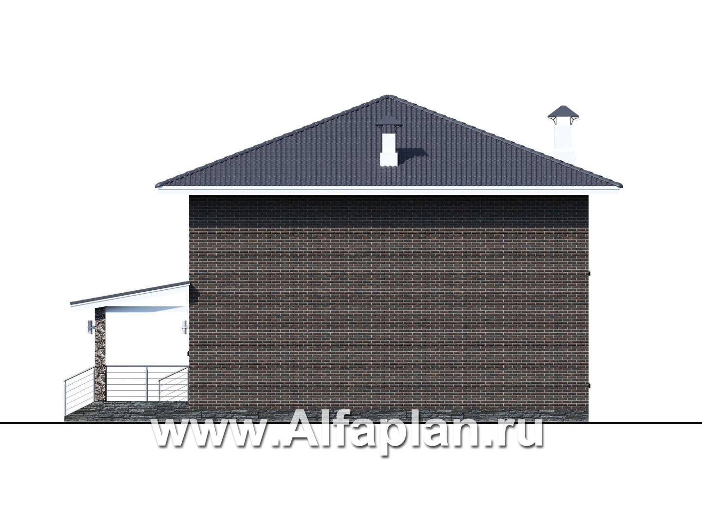 «Эрго» - проект дома 10х10м, планировка с террасой со стороны входа, с удобной планировкой - фасад дома