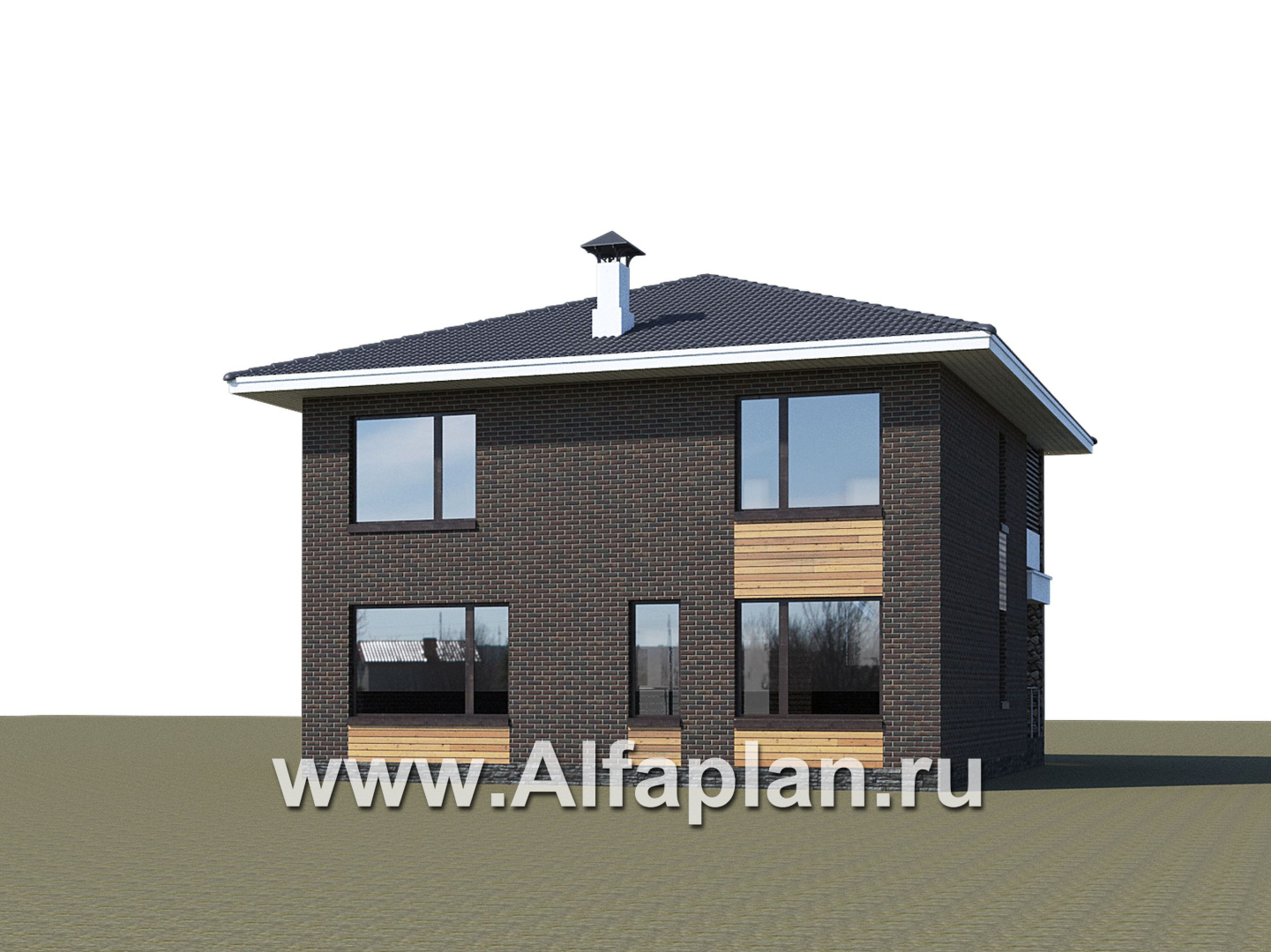 «Эрго» - проект дома 10х10м, планировка с террасой со стороны входа, с удобной планировкой - дизайн дома №3