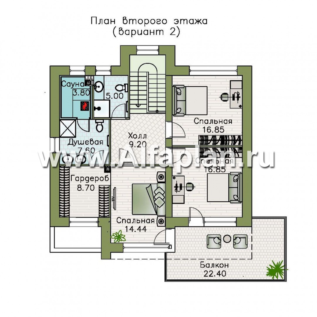 Проекты домов Альфаплан - «Серотонин» - проект современного хай-тек дома с плоской кровлей - изображение плана проекта №3