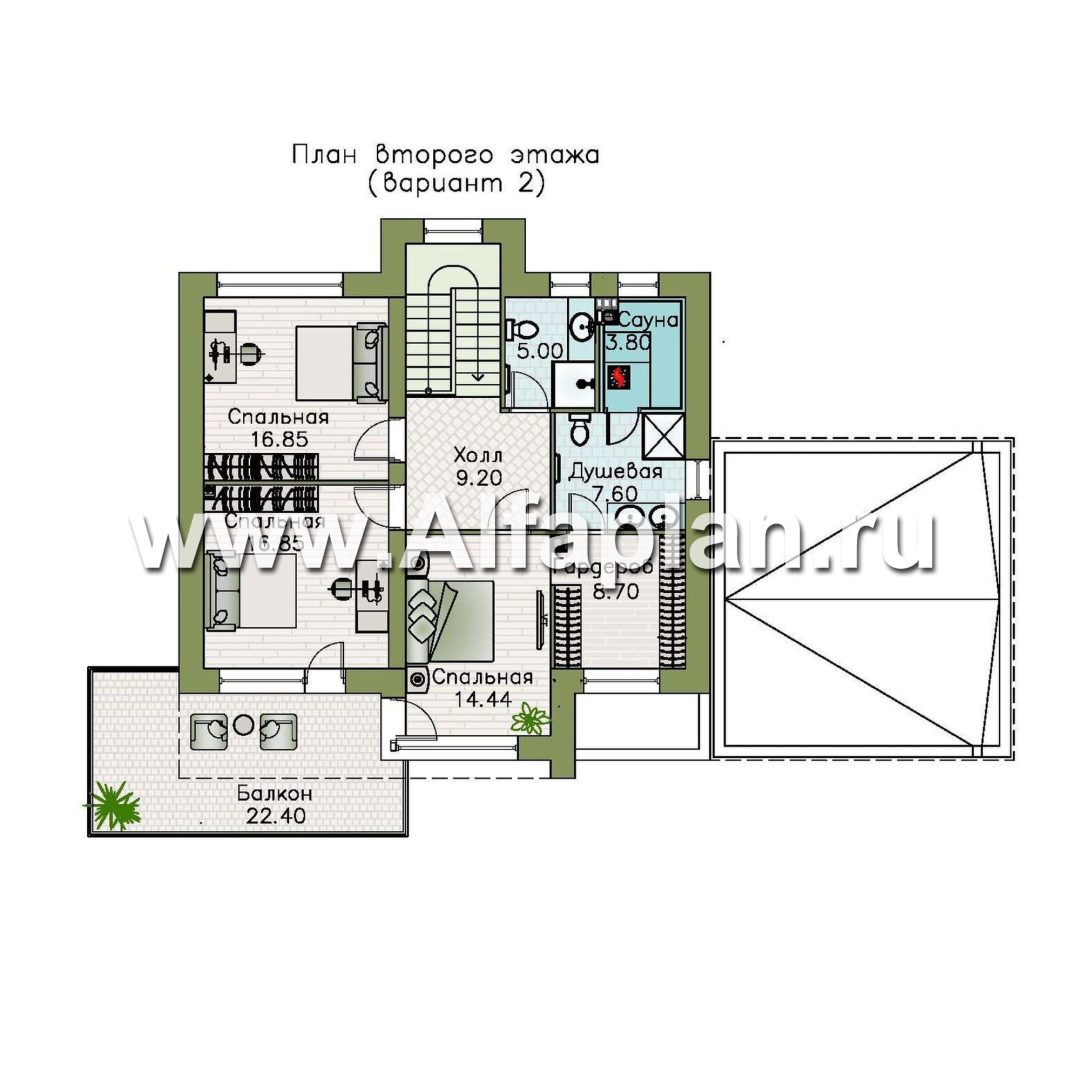 Проекты домов Альфаплан - «Серотонин» - проект современного хай-тек дома с плоской кровлей - изображение плана проекта №3