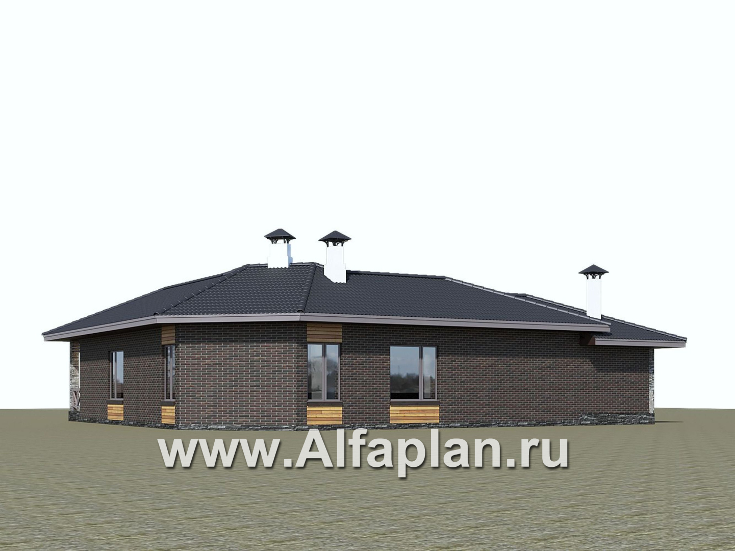 Проекты домов Альфаплан - «Квазар» - проект одноэтажного дома с диагональным планом - дополнительное изображение №3