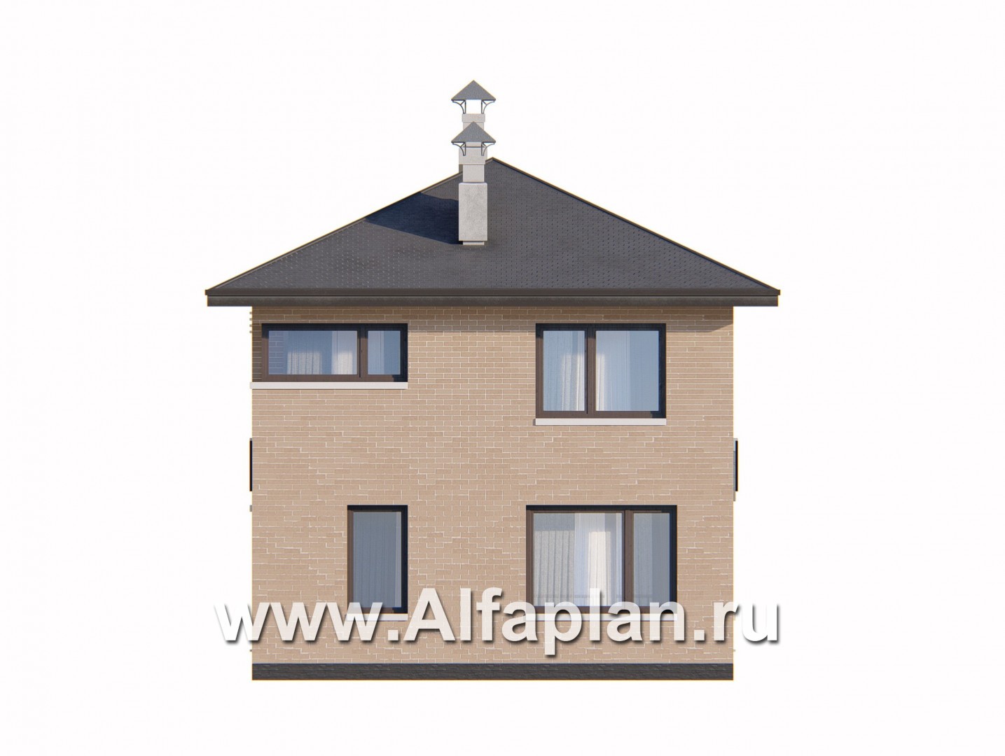 Проекты домов Альфаплан - «Серебро» - проект дома для небольшой семьи, вход с южных направлений - изображение фасада №4
