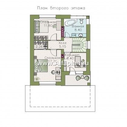 Проекты домов Альфаплан - «Серебро» - проект дома для небольшой семьи, вход с южных направлений - превью плана проекта №2